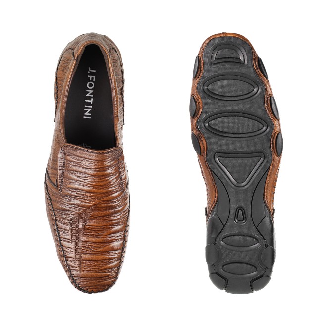 J.Fontini Men Tan Ethnic Moccasin (SKU: 14-110L-23-46)