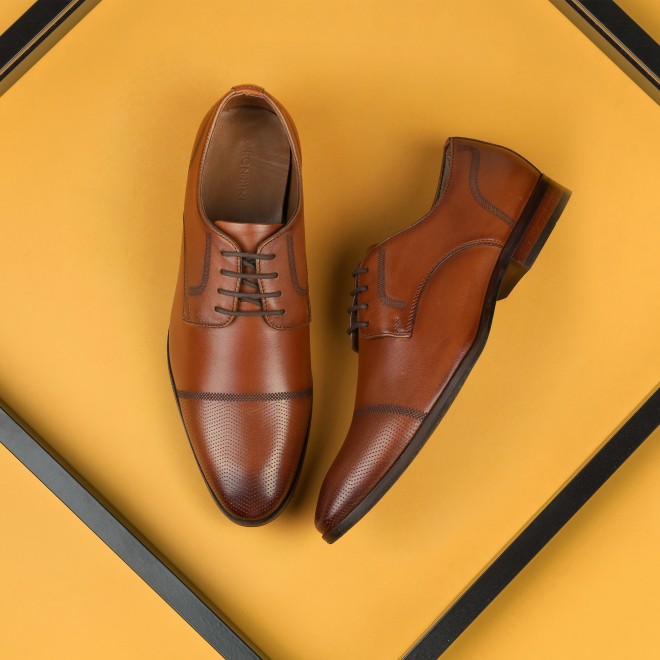 J.Fontini Men Tan Formal Oxford