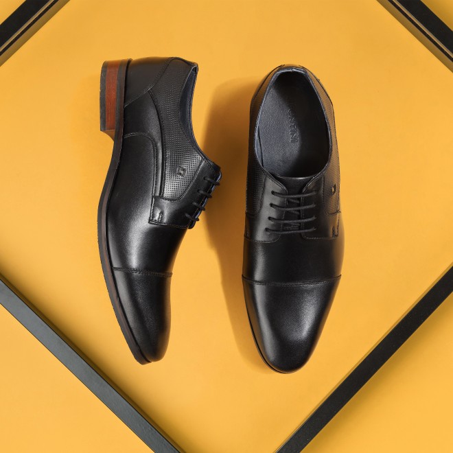 J.Fontini Men Black Formal Oxford
