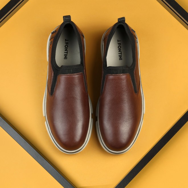 J.Fontini Men Wine Casual Moccasin