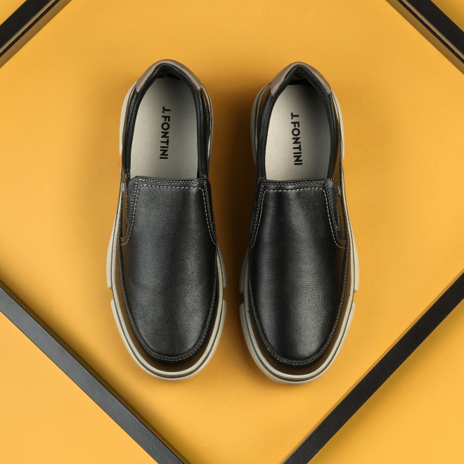 J.Fontini Men Black Casual Moccasin