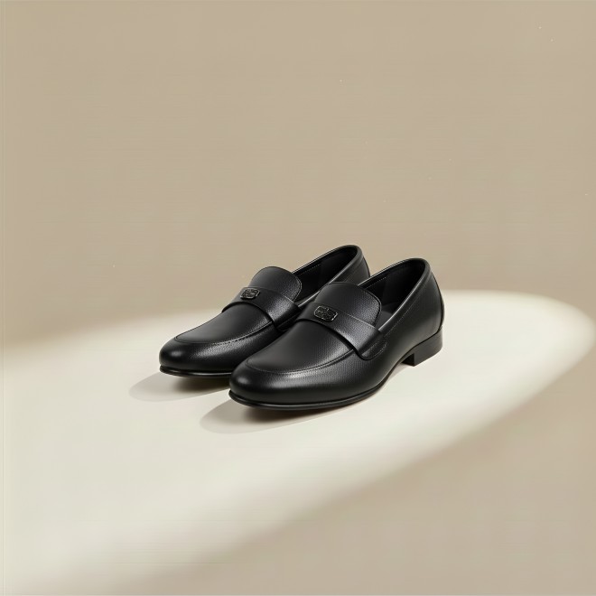 J.Fontini Men Black Formal Moccasin