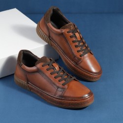 J.Fontini Men Tan Casual Lace-Up