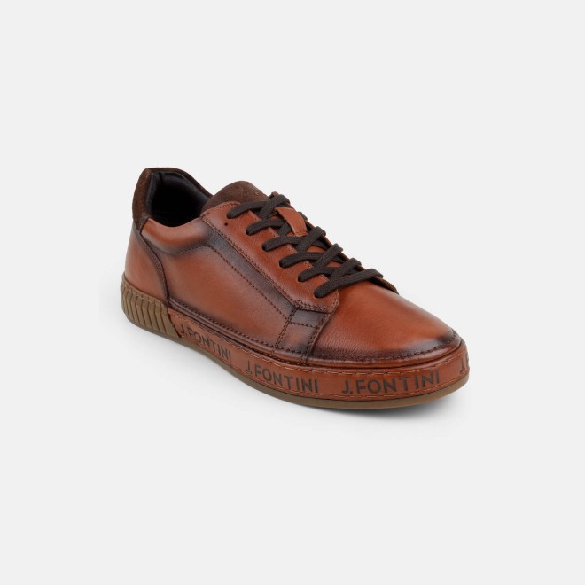 J.Fontini Men Tan Casual Lace-Up