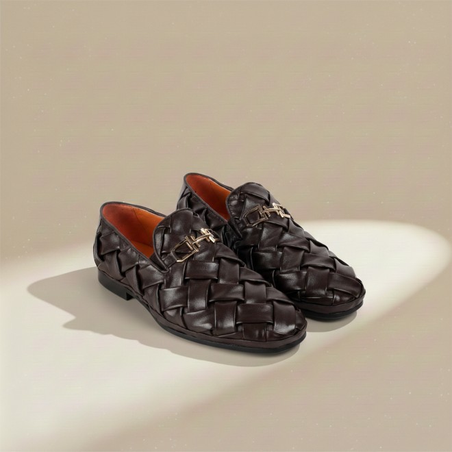 J.Fontini Men Brown Ethnic Slip Ons