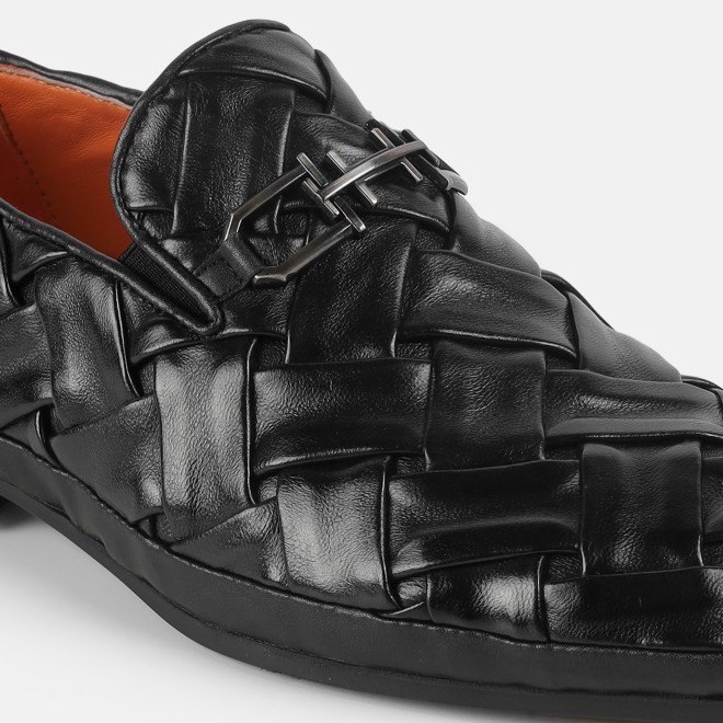 J.Fontini Men Black Ethnic Slip Ons (SKU: 14-1648-11-40)