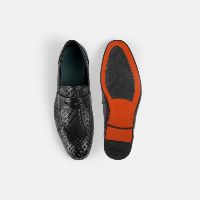 J.Fontini Men Black Formal Moccasin (SKU: 14-1650-11-40)