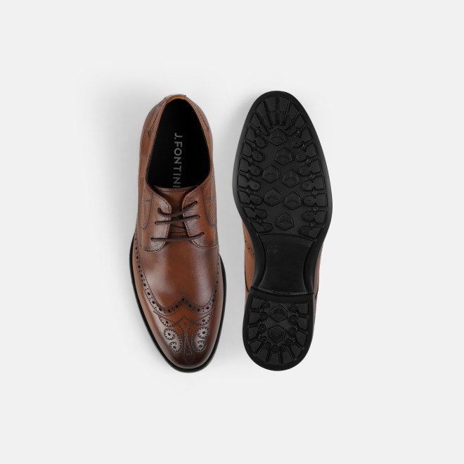 J.Fontini Men Tan Formal Brogue (SKU: 14-1651-23-40)
