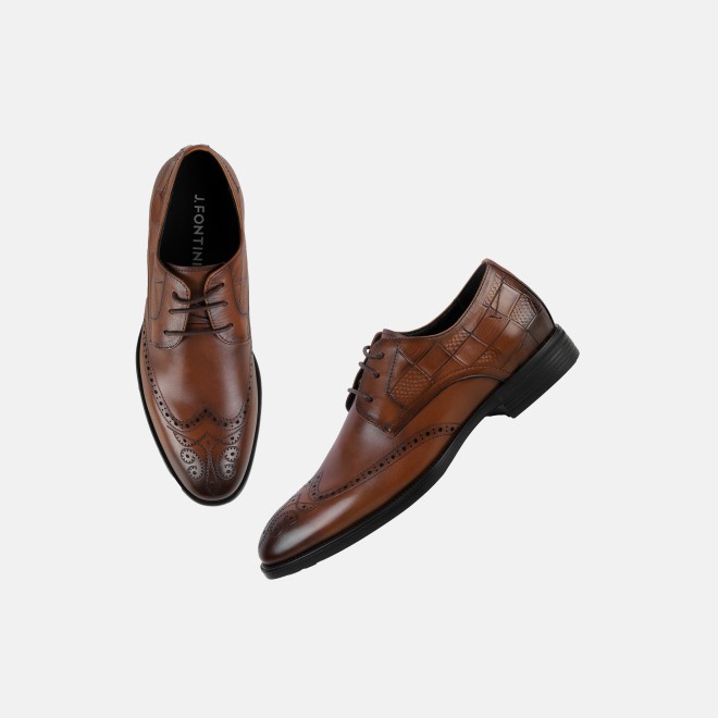 J.Fontini Men Tan Formal Brogue (SKU: 14-1651-23-40)