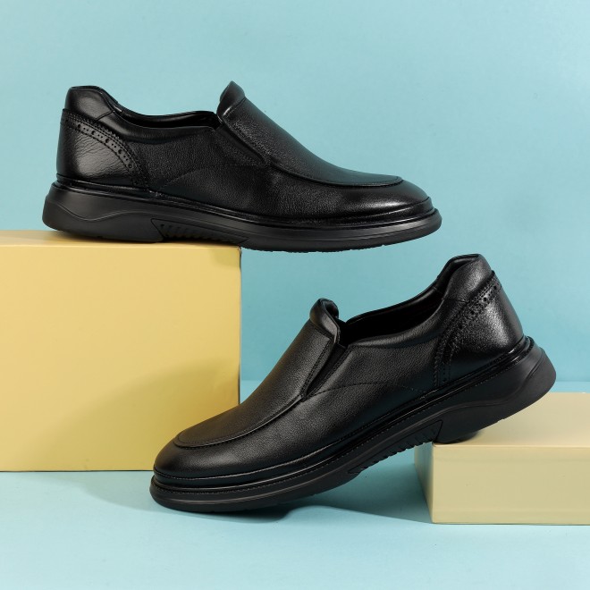 J.Fontini Men Black Formal Moccasin