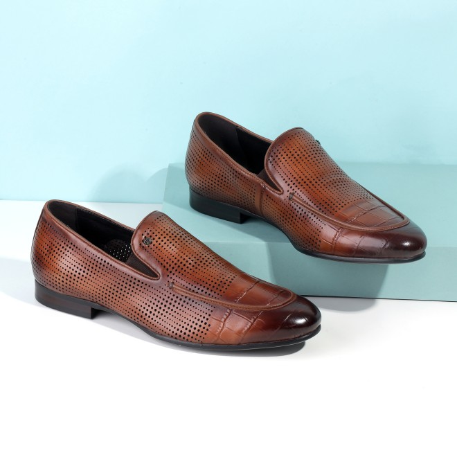 J.Fontini Men Tan Formal Moccasin