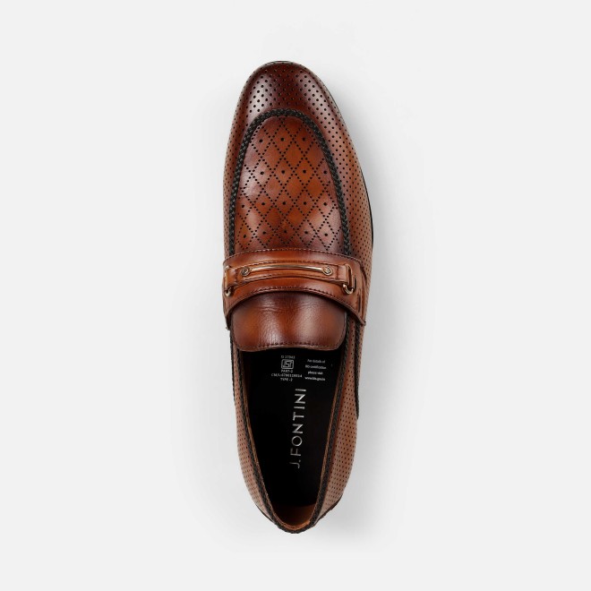 J.Fontini Men Tan Formal Moccasin (SKU: 14-1672-23-41)