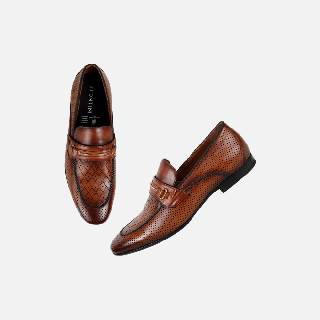 J.Fontini Men Tan Formal Moccasin (SKU: 14-1672-23-41)
