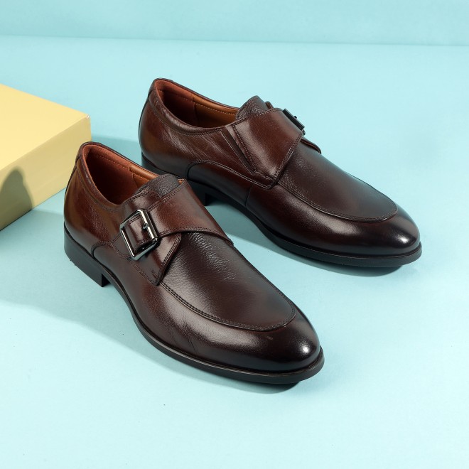 J.Fontini Men Brown Formal Monk