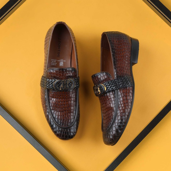 J.Fontini Men Tan Formal Moccasin