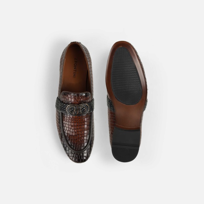 J.Fontini Men Tan Formal Moccasin (SKU: 14-1678-23-40)
