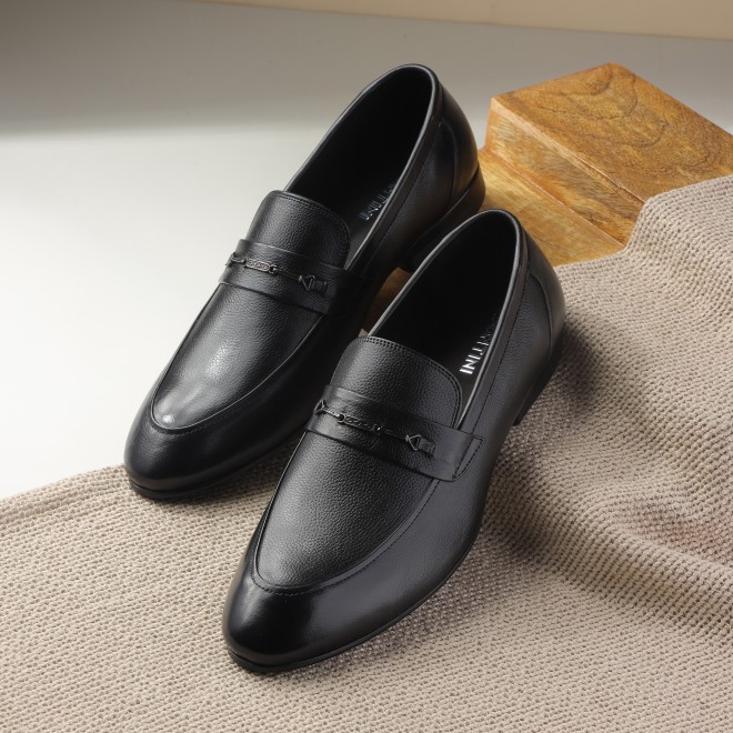 J.Fontini Men Black Formal Moccasin