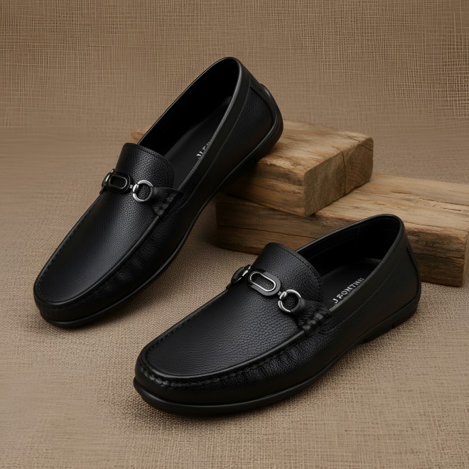 J.Fontini Men Black Casual Loafers