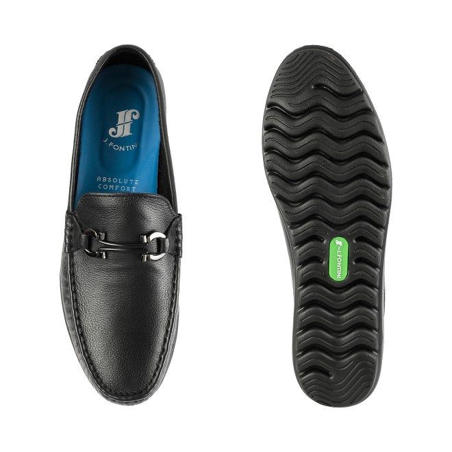 J.Fontini Men Black Casual Loafers (SKU: 14-258L-11-46)