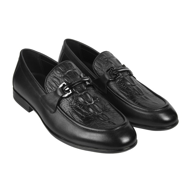 J.Fontini Men Black Formal Moccasin