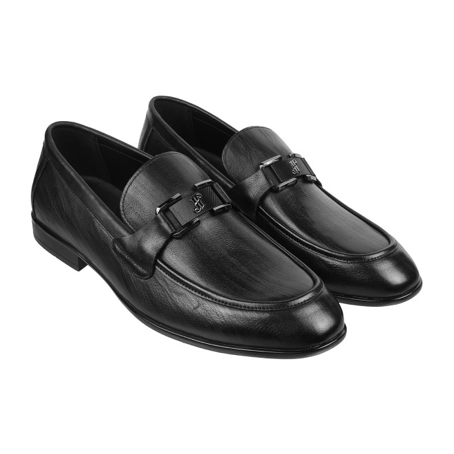 J.Fontini Men Black Formal Moccasin