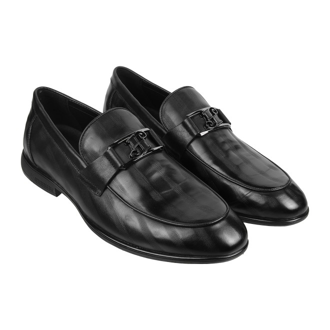 J.Fontini Men Black Formal Moccasin