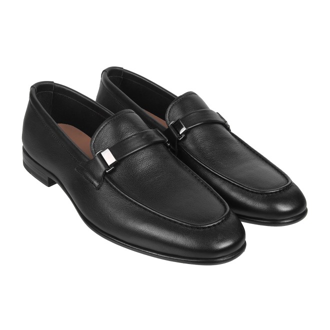 J.Fontini Men Black Formal Moccasin