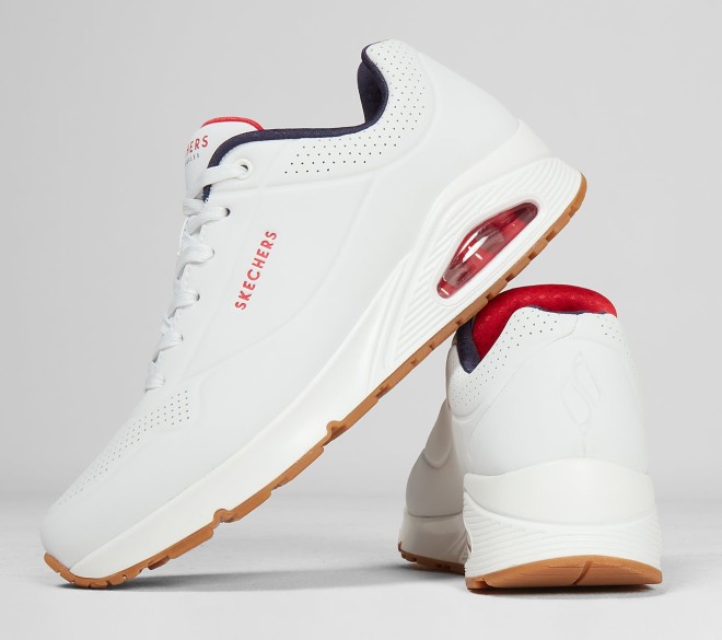 Skechers Men White-red Sports Sneakers