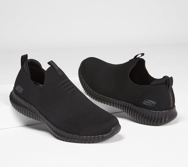 Skechers Men Black-suede Sports Sneakers