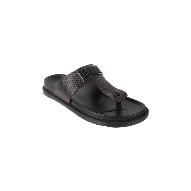 Mochi Men Brown Casual Slippers