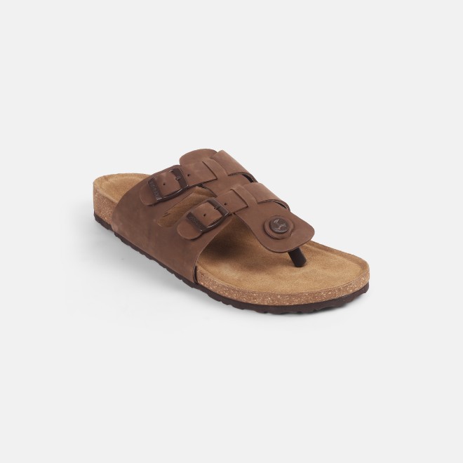 Mochi Men Brown Casual Slippers