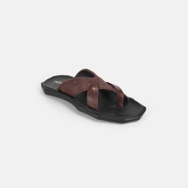 Mochi Men Brown Casual Slippers