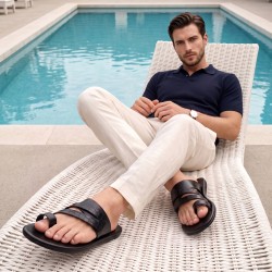 Mochi Men Black Casual Slippers