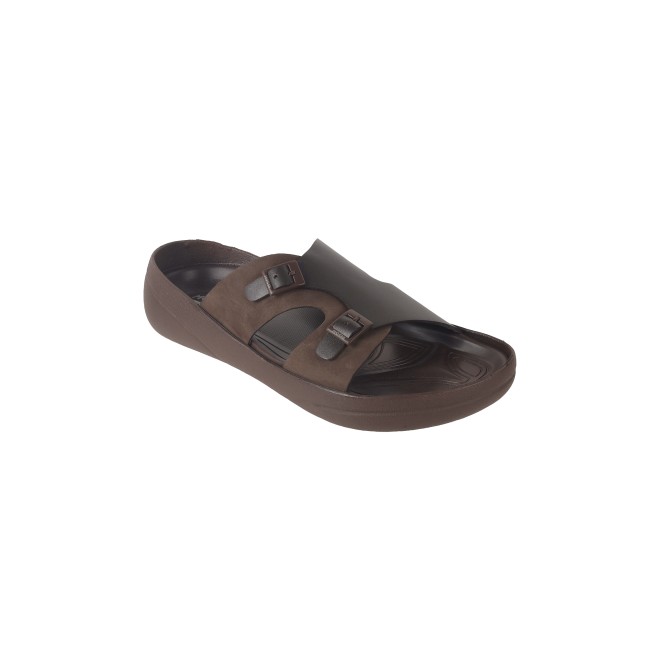 Mochi Men Brown Casual Slippers