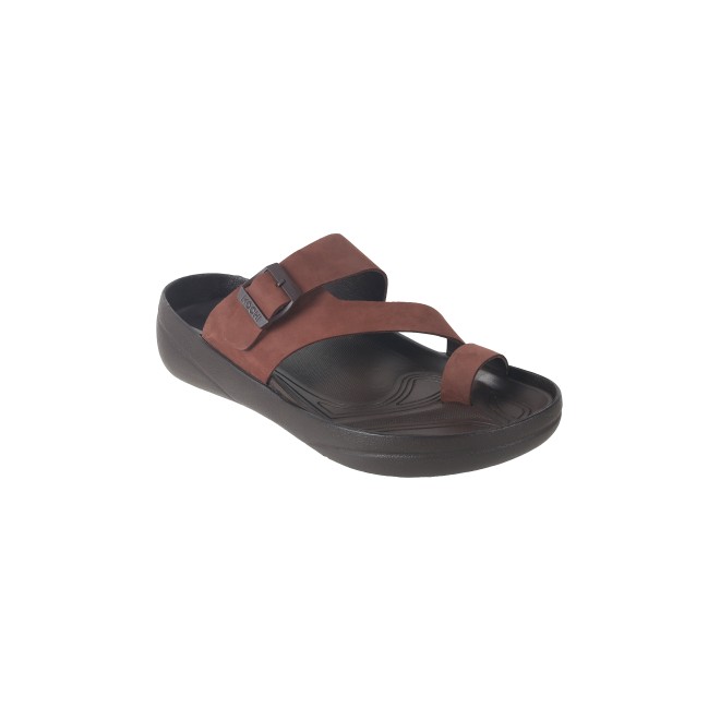 Mochi Men Brown Casual Slippers