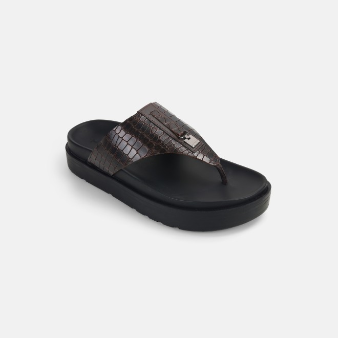Mochi Men Brown Casual Slippers