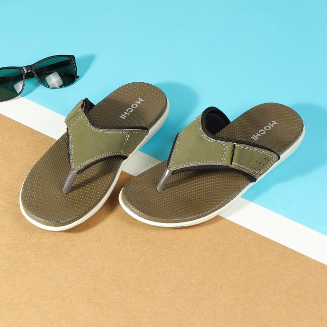 Men Olive Casual Slippers