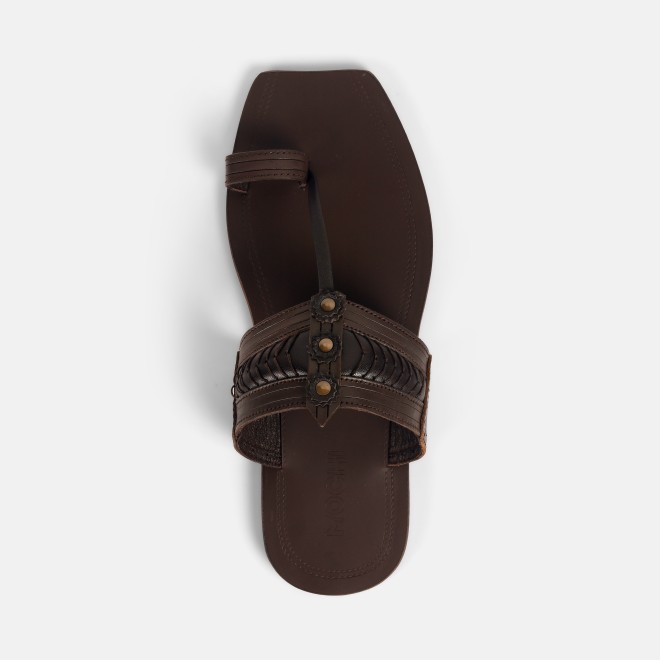 Mochi Men Brown Ethnic Kolhapuris (SKU: 16-1142-12-41)