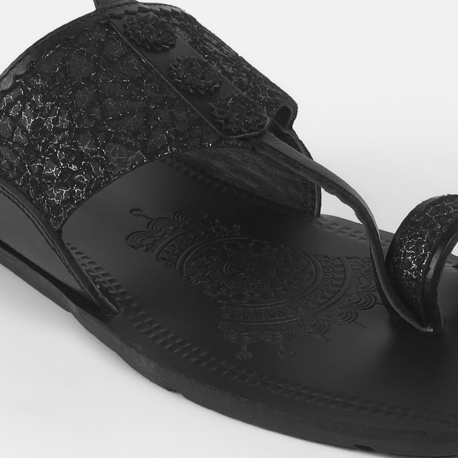 Mochi Men Black Ethnic Kolhapuris (SKU: 16-1144-11-40)