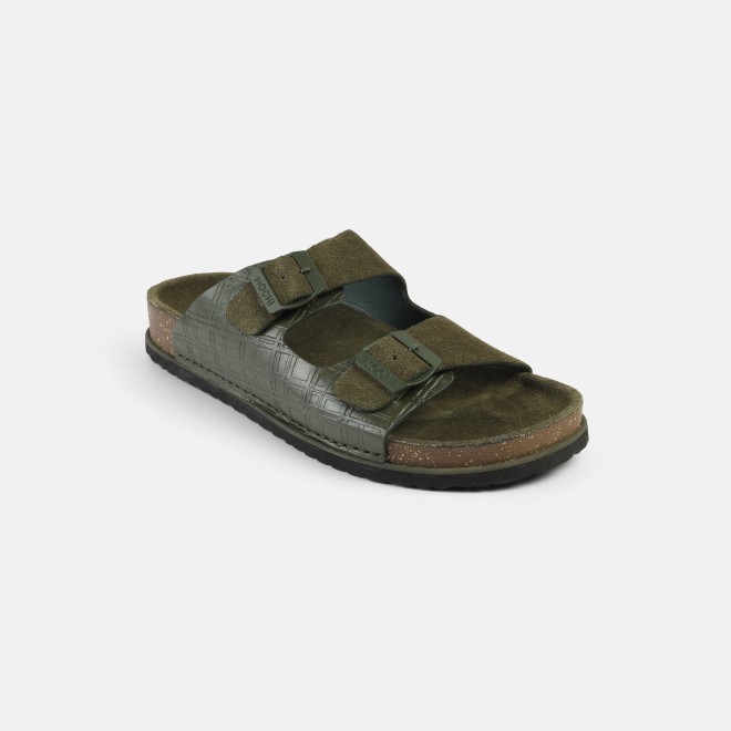 Mochi Men Olive Casual Slippers