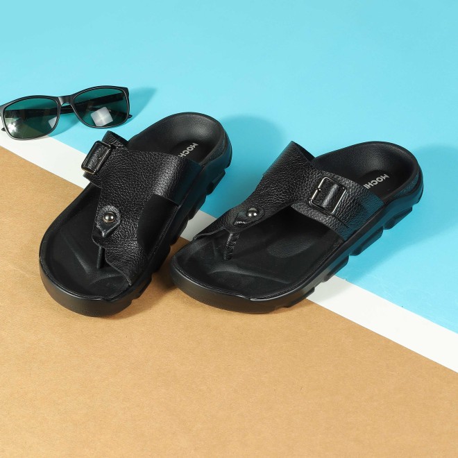 Mochi Men Black Casual Slippers