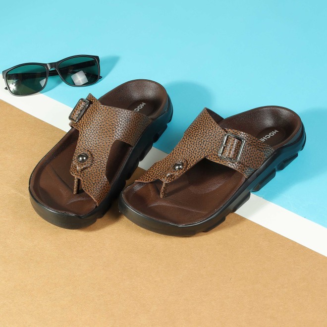 Mochi Men Tan Casual Slippers