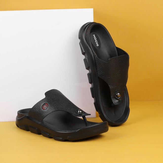Mochi Men Black Casual Slippers