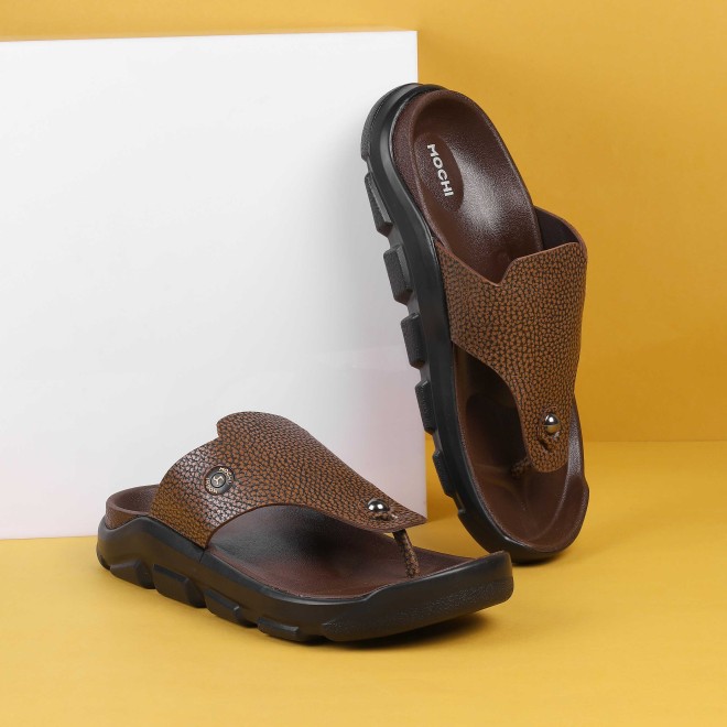 Mochi Men Tan Casual Slippers
