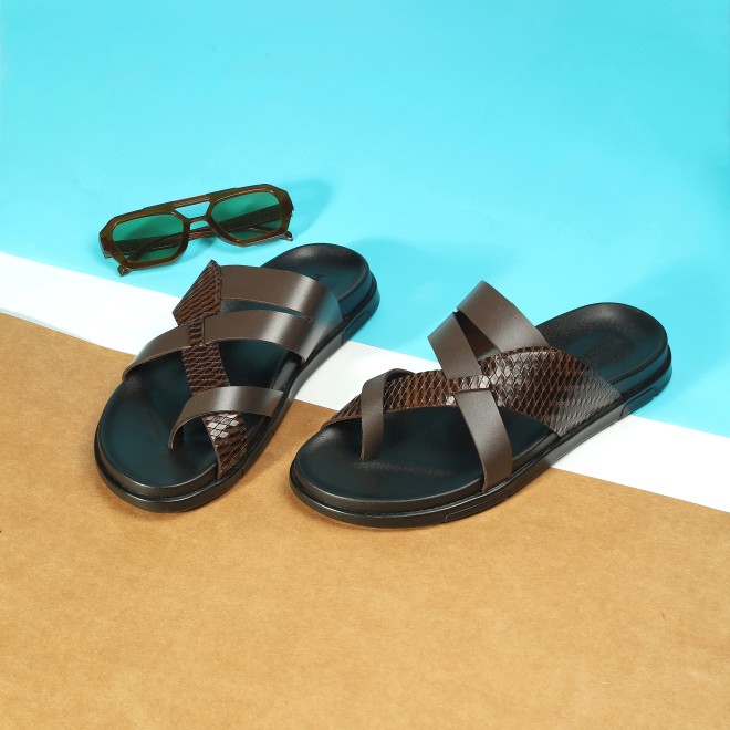 Men Brown Casual Slippers