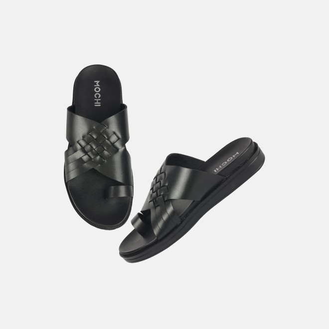 Mochi Men Black Casual Slippers (SKU: 16-1215-11-40) Mochi Men Black Casual Slippers (SKU: 16-1215-11-40)