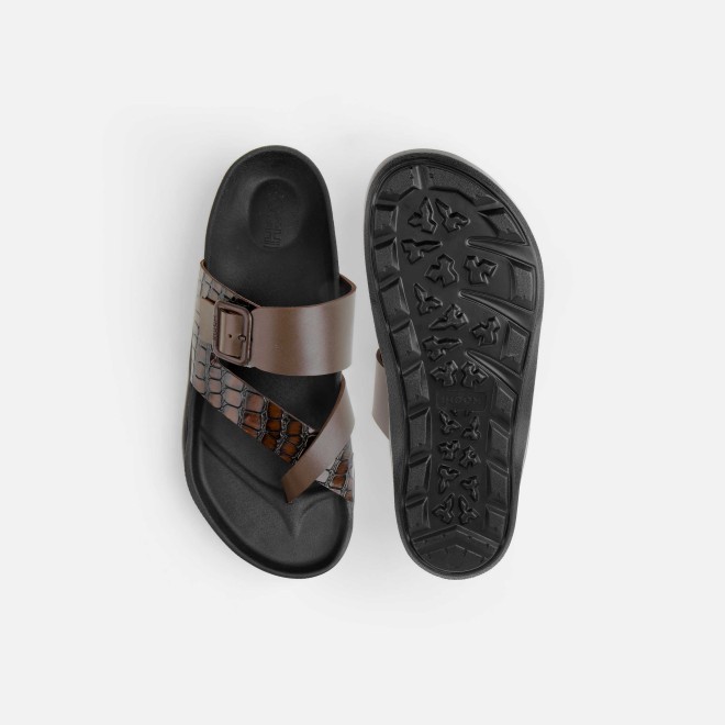 Mochi Men Brown Casual Slippers (SKU: 16-1216-12-40)
