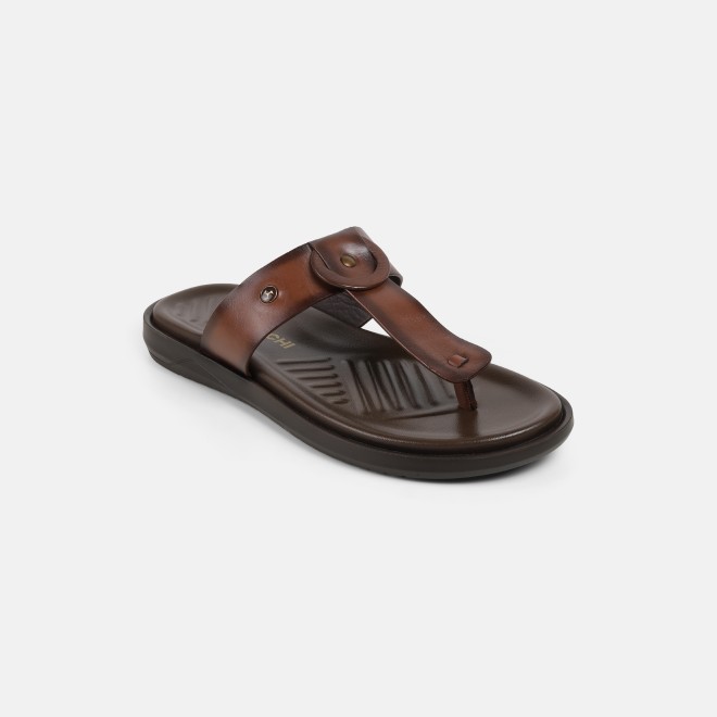 Mochi Men Brown Casual Slippers