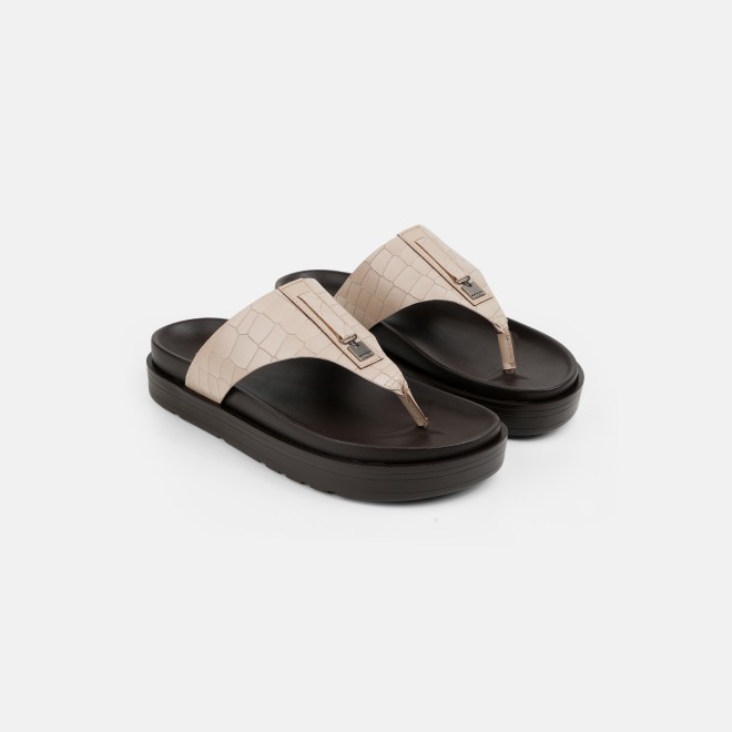 Mochi Men Beige Casual Slippers (SKU: 16-1243-20-40)
