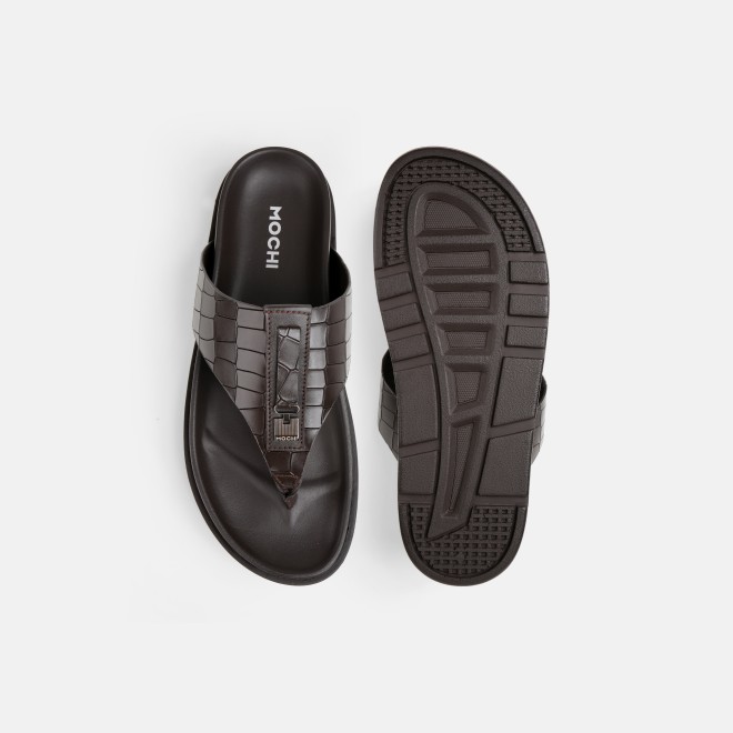 Mochi Men Brown Casual Slippers (SKU: 16-1243-12-40)